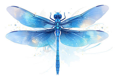 蓝色水彩蜻蜓图片