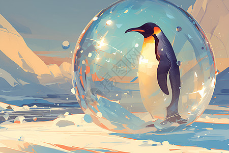 冰雪中的企鹅图片