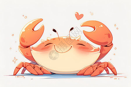 可爱螃蟹的插画图片