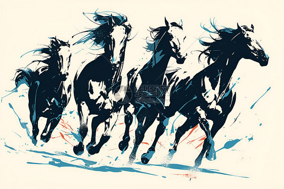 绘画的马匹插画图片