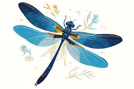 卡通的蓝色蜻蜓图片