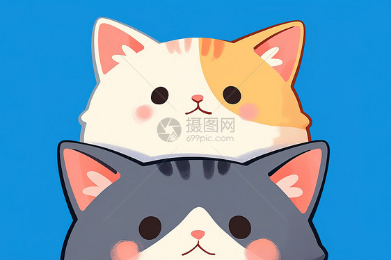 两只卡通小猫图片