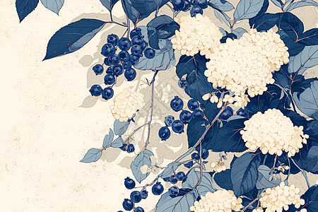 白花下的蓝莓图片