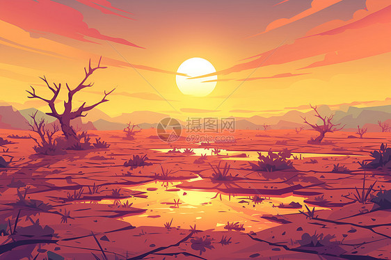 沙漠落日图片