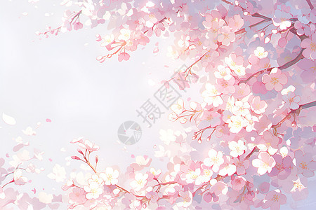 粉色与白色相呼应的樱花图片