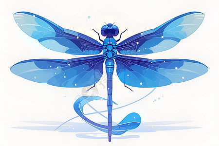 蓝色蜻蜓张开翅膀背景图片