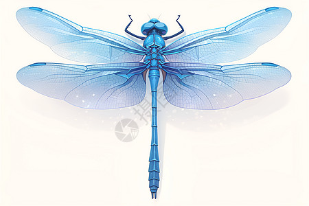 蓝色蜻蜓在白色背景图片