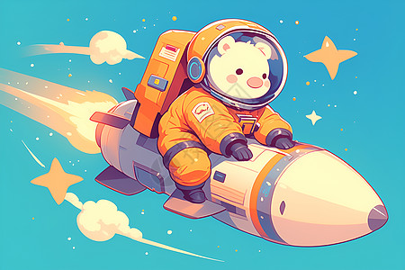 可爱的宇航员飞驰太空图片
