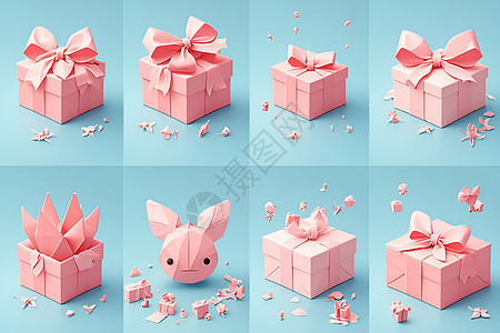 粉色礼盒折纸过程图片