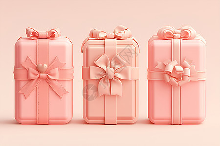 三个粉色礼盒图片