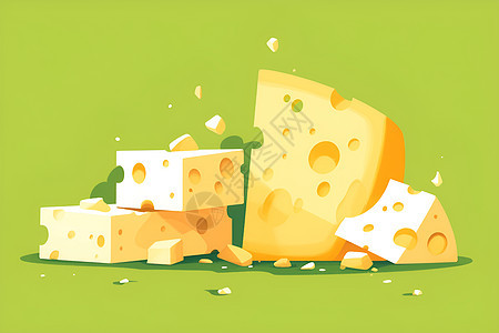 清绿背景前的奶酪图片