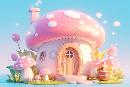 粉色蘑菇屋的童话世界图片