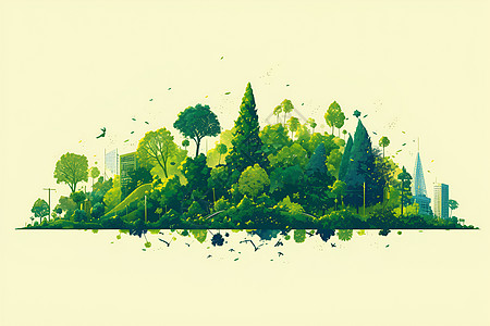城市与树木图片