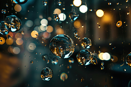 夜晚雨中的水滴图片