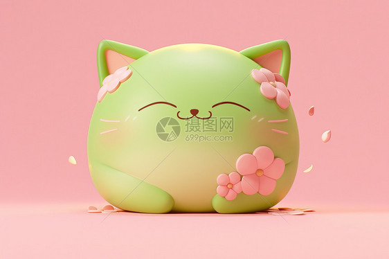 瞳孔花纹的绿猫图片