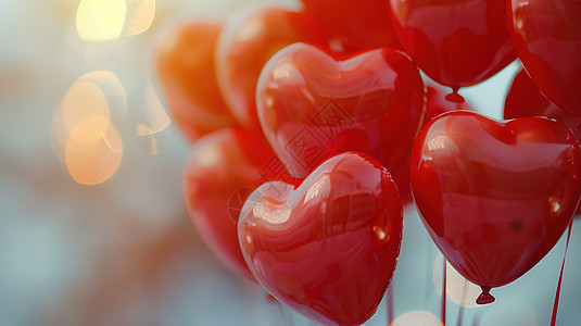 绽放的爱情红色心形气球图片