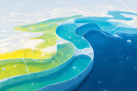 海洋中漂浮着一块色彩缤纷的冰山图片