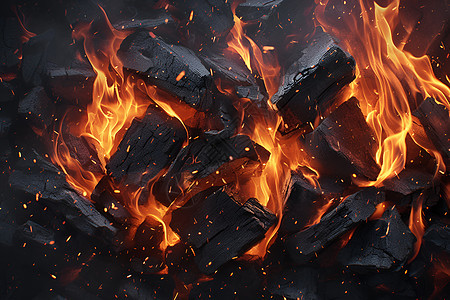 燃烧中的煤炭图片