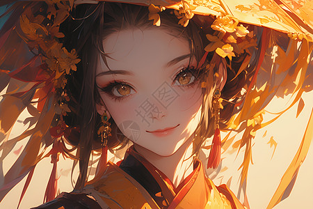 婉约少女插画图片