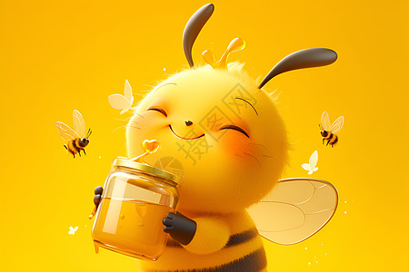 抱着蜂蜜的小蜜蜂图片