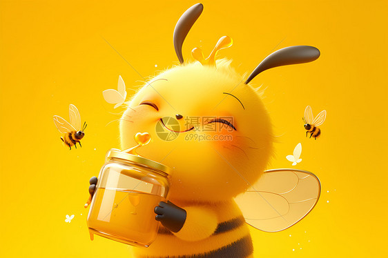 抱着蜂蜜的小蜜蜂图片