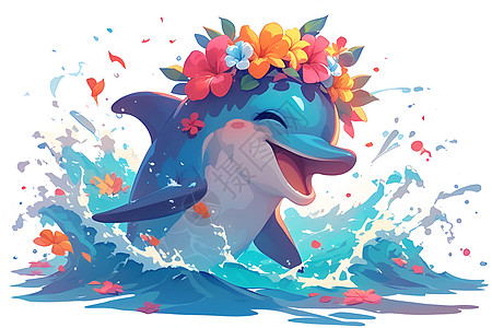 花冠海豚游水中图片