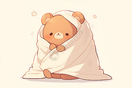 可爱的泰迪熊裹着毯子图片