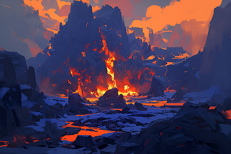 火山奇观背景图片