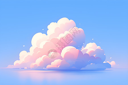云朵在湖面上飘浮图片