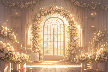 婚礼礼堂内的花卉图片