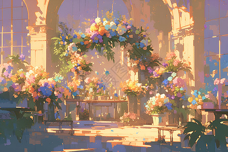 婚礼场地中的花卉图片