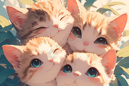 一群可爱的小猫插图图片