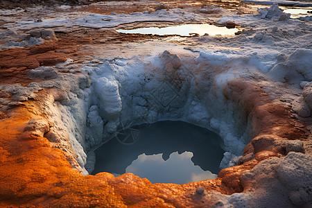 火山口的水池图片