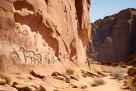 沙漠中的岩壁图片
