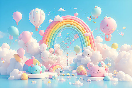 童话般的彩虹舞台背景图片