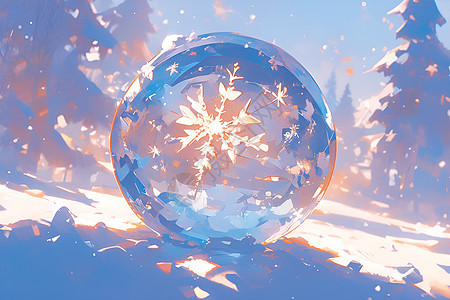 冰雪世界中的晶球图片
