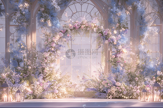 婚礼花海拱门图片