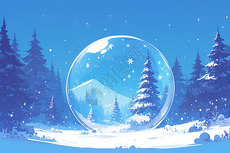 水晶球中的雪景世界图片