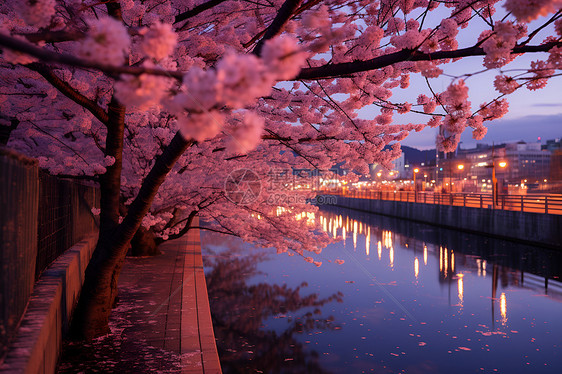 樱花夜景图片