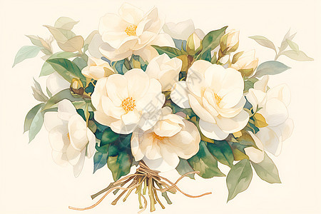 清新雅致的白色花朵插画图片