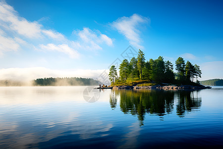 湖中小岛的美景图片