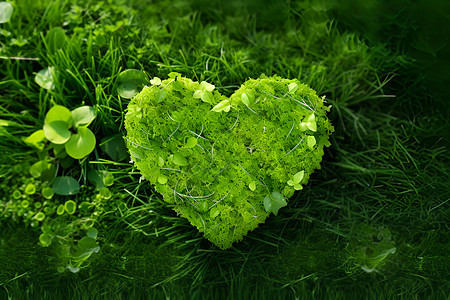 绿草中的心形植物图片