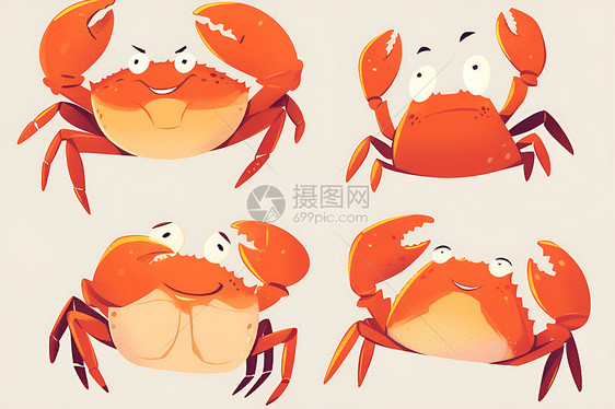 欢快的卡通螃蟹图片