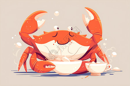 小螃蟹可爱插画图片