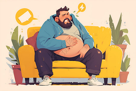 痛苦中的肥胖男子图片