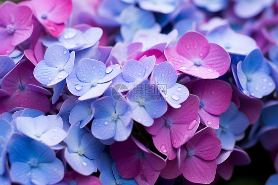 清新夏日下的紫蓝色花海图片