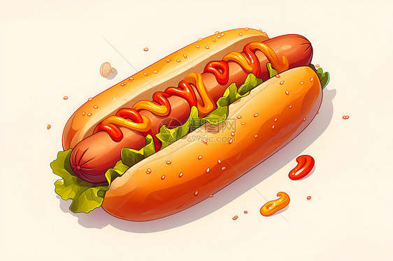 美食热狗插画图片