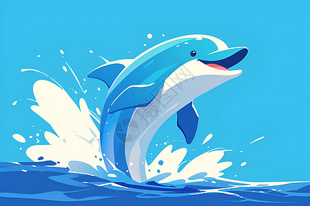 卡通海豚从水中跃出图片