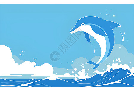 海豚跃出海洋图片