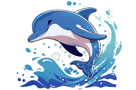 海豚跃出水面周围溅起水花图片